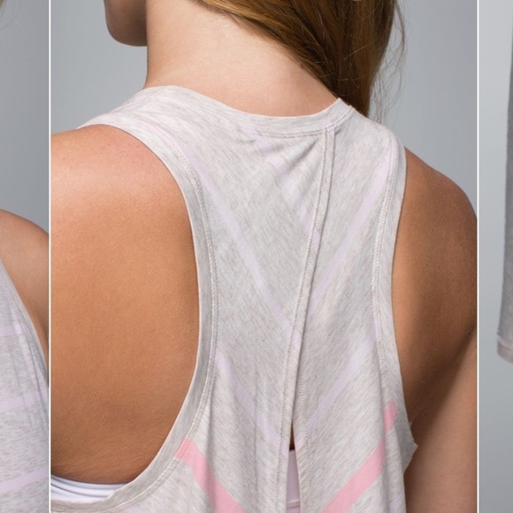 Lululemon All Tied Up Tank Pop Stripe Heathered Dune / Heathered Dune Sz 6 - Picture 5 of 12